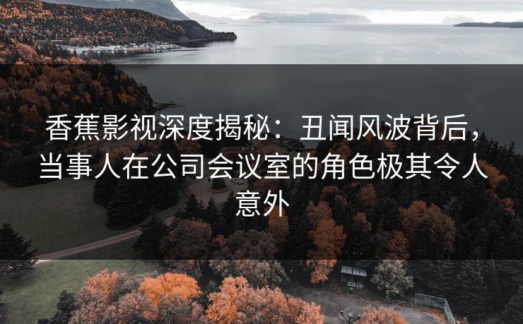 香蕉影视深度揭秘:丑闻风波背后,当事人在公司会议室的角色极其令人意外 香蕉影视深度揭秘:丑闻风波背后,当事人在公司会议室的角色极其令人意外