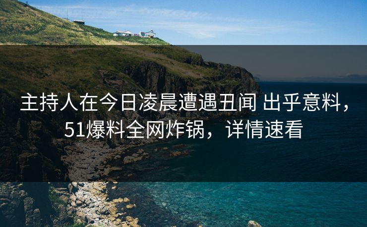 主持人在今日凌晨遭遇丑闻 出乎意料，51爆料全网炸锅，详情速看