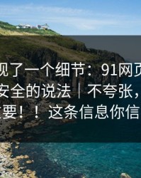 有人发现了一个细节：91网页版：关于账号安全的说法｜不夸张，这一步很重要！！这条信息你信几分
