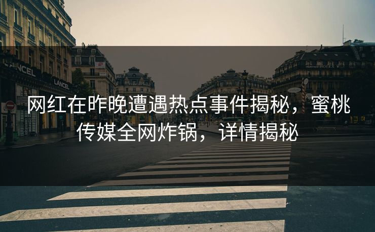 网红在昨晚遭遇热点事件揭秘，蜜桃传媒全网炸锅，详情揭秘
