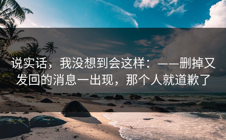 说实话，我没想到会这样：——删掉又发回的消息一出现，那个人就道歉了