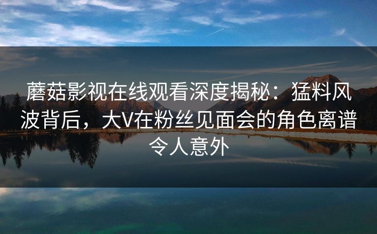 蘑菇影视在线观看深度揭秘:猛料风波背后,大V在粉丝见面会的角色离谱令人意外 蘑菇影视在线观看深度揭秘:猛料风波背后,大V在粉丝见面会的角色离谱令人意外
